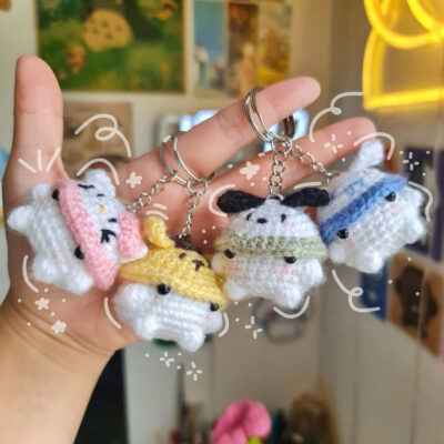 Móc khoá len mini handmade, móc khóa nấm cute giá tốt Móc khóa mini