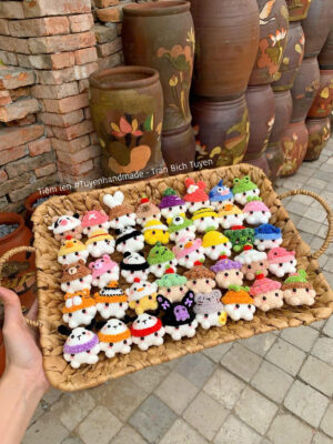 Móc khoá len mini handmade, móc khóa nấm cute giá tốt rổ móc khóa nấm mini đủ loại